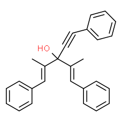 ChemSpider 2D Image | (1E,4E)-2,4-Dimethyl-1,5-diphenyl-3-(phenylethynyl)-1,4-pentadien-3-ol | C27H24O