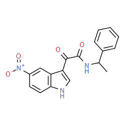 ChemSpider 2D Image | 2-(5-Nitro-1H-indol-3-yl)-2-oxo-N-(1-phenylethyl)acetamide | C18H15N3O4