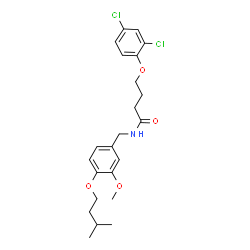 ChemSpider 2D Image | 4-(2,4-Dichlorophenoxy)-N-[3-methoxy-4-(3-methylbutoxy)benzyl]butanamide | C23H29Cl2NO4