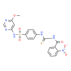 ChemSpider 2D Image | N-[[4-[(6-methoxypyrimidin-4-yl)sulfamoyl]phenyl]carbamothioyl]-2-nitro-benzamide | C19H16N6O6S2