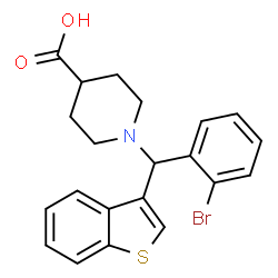 ChemSpider 2D Image | 1-[1-Benzothiophen-3-yl(2-bromophenyl)methyl]-4-piperidinecarboxylic acid | C21H20BrNO2S