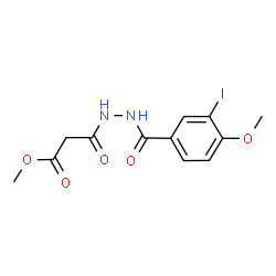 ChemSpider 2D Image | Methyl 3-[2-(3-iodo-4-methoxybenzoyl)hydrazino]-3-oxopropanoate | C12H13IN2O5