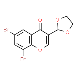 ChemSpider 2D Image | 6,8-Dibromo-3-(1,3-dioxolan-2-yl)-4H-chromen-4-one | C12H8Br2O4