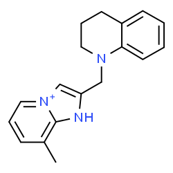 ChemSpider 2D Image | 2-(3,4-Dihydro-1(2H)-quinolinylmethyl)-8-methyl-1H-imidazo[1,2-a]pyridin-4-ium | C18H20N3