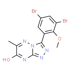 ChemSpider 2D Image | 3-(3,5-Dibromo-2-methoxyphenyl)-6-methyl[1,2,4]triazolo[4,3-b][1,2,4]triazin-7(1H)-one | C12H9Br2N5O2