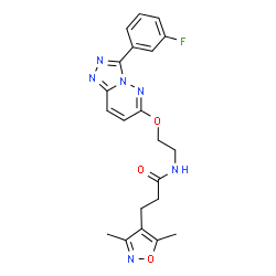 ChemSpider 2D Image | 3-(3,5-Dimethyl-1,2-oxazol-4-yl)-N-(2-{[3-(3-fluorophenyl)[1,2,4]triazolo[4,3-b]pyridazin-6-yl]oxy}ethyl)propanamide | C21H21FN6O3