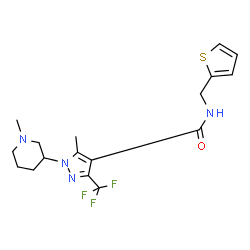 ChemSpider 2D Image | 5-Methyl-1-(1-methyl-3-piperidinyl)-N-(2-thienylmethyl)-3-(trifluoromethyl)-1H-pyrazole-4-carboxamide | C17H21F3N4OS
