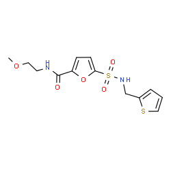 ChemSpider 2D Image | N-(2-Methoxyethyl)-5-[(2-thienylmethyl)sulfamoyl]-2-furamide | C13H16N2O5S2