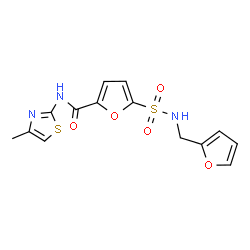 ChemSpider 2D Image | 5-[(2-Furylmethyl)sulfamoyl]-N-(4-methyl-1,3-thiazol-2-yl)-2-furamide | C14H13N3O5S2