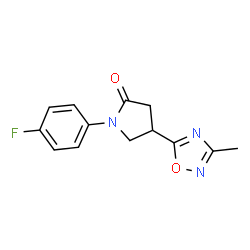 ChemSpider 2D Image | 1-(4-Fluorophenyl)-4-(3-methyl-1,2,4-oxadiazol-5-yl)-2-pyrrolidinone | C13H12FN3O2