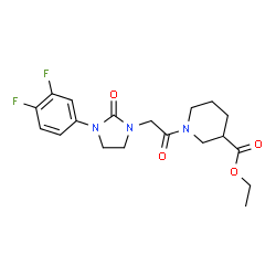 ChemSpider 2D Image | Ethyl 1-{[3-(3,4-difluorophenyl)-2-oxo-1-imidazolidinyl]acetyl}-3-piperidinecarboxylate | C19H23F2N3O4