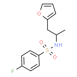 ChemSpider 2D Image | 4-Fluoro-N-[1-(2-furyl)-2-propanyl]benzenesulfonamide | C13H14FNO3S