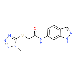 ChemSpider 2D Image | N-(1H-Indazol-6-yl)-2-[(1-methyl-1H-tetrazol-5-yl)sulfanyl]acetamide | C11H11N7OS
