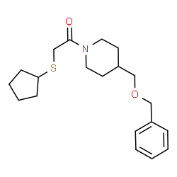 ChemSpider 2D Image | 1-{4-[(Benzyloxy)methyl]-1-piperidinyl}-2-(cyclopentylsulfanyl)ethanone | C20H29NO2S