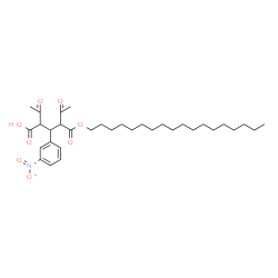 ChemSpider 2D Image | 2-Acetyl-3-(3-nitrophenyl)-4-[(octadecyloxy)carbonyl]-5-oxohexanoic acid | C33H51NO8