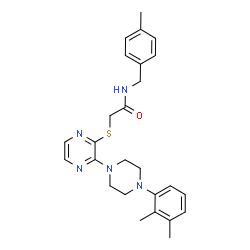 ChemSpider 2D Image | 2-({3-[4-(2,3-Dimethylphenyl)-1-piperazinyl]-2-pyrazinyl}sulfanyl)-N-(4-methylbenzyl)acetamide | C26H31N5OS