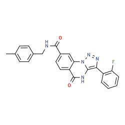 ChemSpider 2D Image | 3-(2-Fluorophenyl)-N-(4-methylbenzyl)-5-oxo-4,5-dihydro[1,2,3]triazolo[1,5-a]quinazoline-8-carboxamide | C24H18FN5O2