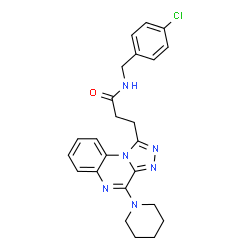 ChemSpider 2D Image | N-(4-Chlorobenzyl)-3-[4-(1-piperidinyl)[1,2,4]triazolo[4,3-a]quinoxalin-1-yl]propanamide | C24H25ClN6O