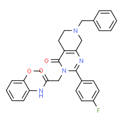 ChemSpider 2D Image | 2-[7-Benzyl-2-(4-fluorophenyl)-4-oxo-5,6,7,8-tetrahydropyrido[3,4-d]pyrimidin-3(4H)-yl]-N-(2-methoxyphenyl)acetamide | C29H27FN4O3