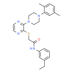 ChemSpider 2D Image | 2-({3-[4-(2,5-Dimethylphenyl)-1-piperazinyl]-2-pyrazinyl}sulfanyl)-N-(3-ethylphenyl)acetamide | C26H31N5OS