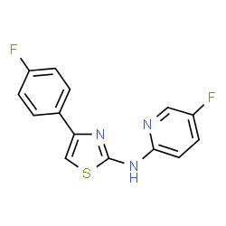 ChemSpider 2D Image | 5-Fluoro-N-[4-(4-fluorophenyl)-1,3-thiazol-2-yl]-2-pyridinamine | C14H9F2N3S