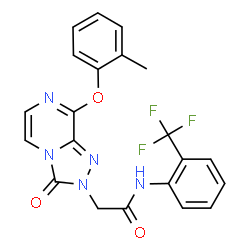 ChemSpider 2D Image | 2-[8-(2-Methylphenoxy)-3-oxo[1,2,4]triazolo[4,3-a]pyrazin-2(3H)-yl]-N-[2-(trifluoromethyl)phenyl]acetamide | C21H16F3N5O3