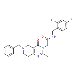 ChemSpider 2D Image | 2-(6-Benzyl-2-methyl-4-oxo-5,6,7,8-tetrahydropyrido[4,3-d]pyrimidin-3(4H)-yl)-N-(2,4-difluorobenzyl)acetamide | C24H24F2N4O2