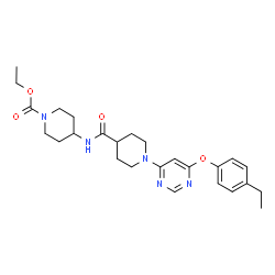 ChemSpider 2D Image | Ethyl 4-[({1-[6-(4-ethylphenoxy)-4-pyrimidinyl]-4-piperidinyl}carbonyl)amino]-1-piperidinecarboxylate | C26H35N5O4