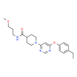 ChemSpider 2D Image | 1-[6-(4-Ethylphenoxy)-4-pyrimidinyl]-N-(3-methoxypropyl)-4-piperidinecarboxamide | C22H30N4O3