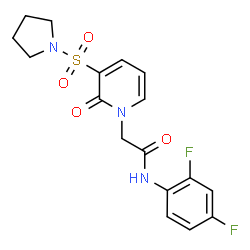 ChemSpider 2D Image | N-(2,4-Difluorophenyl)-2-[2-oxo-3-(1-pyrrolidinylsulfonyl)-1(2H)-pyridinyl]acetamide | C17H17F2N3O4S