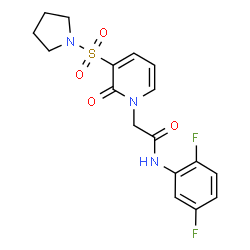 ChemSpider 2D Image | N-(2,5-Difluorophenyl)-2-[2-oxo-3-(1-pyrrolidinylsulfonyl)-1(2H)-pyridinyl]acetamide | C17H17F2N3O4S