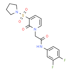 ChemSpider 2D Image | N-(3,4-Difluorophenyl)-2-[2-oxo-3-(1-pyrrolidinylsulfonyl)-1(2H)-pyridinyl]acetamide | C17H17F2N3O4S