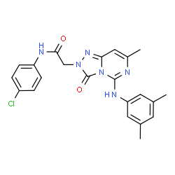 ChemSpider 2D Image | N-(4-Chlorophenyl)-2-{5-[(3,5-dimethylphenyl)amino]-7-methyl-3-oxo[1,2,4]triazolo[4,3-c]pyrimidin-2(3H)-yl}acetamide | C22H21ClN6O2