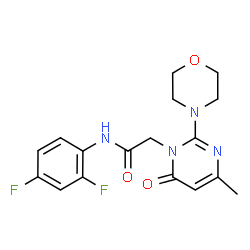 ChemSpider 2D Image | N-(2,4-Difluorophenyl)-2-[4-methyl-2-(4-morpholinyl)-6-oxo-1(6H)-pyrimidinyl]acetamide | C17H18F2N4O3