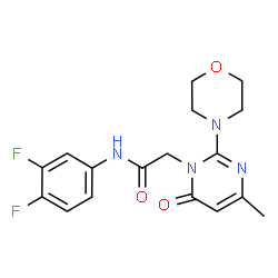 ChemSpider 2D Image | N-(3,4-Difluorophenyl)-2-[4-methyl-2-(4-morpholinyl)-6-oxo-1(6H)-pyrimidinyl]acetamide | C17H18F2N4O3