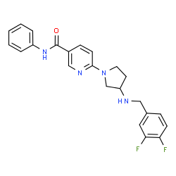 ChemSpider 2D Image | 6-{3-[(3,4-Difluorobenzyl)amino]-1-pyrrolidinyl}-N-phenylnicotinamide | C23H22F2N4O