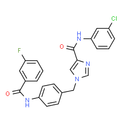 ChemSpider 2D Image | N-(3-Chlorophenyl)-1-{4-[(3-fluorobenzoyl)amino]benzyl}-1H-imidazole-4-carboxamide | C24H18ClFN4O2