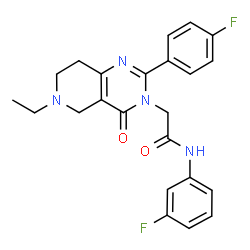 ChemSpider 2D Image | 2-[6-Ethyl-2-(4-fluorophenyl)-4-oxo-5,6,7,8-tetrahydropyrido[4,3-d]pyrimidin-3(4H)-yl]-N-(3-fluorophenyl)acetamide | C23H22F2N4O2