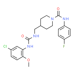 ChemSpider 2D Image | 4-({[(5-Chloro-2-methoxyphenyl)carbamoyl]amino}methyl)-N-(4-fluorophenyl)-1-piperidinecarboxamide | C21H24ClFN4O3