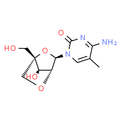 ChemSpider 2D Image | 4-amino-1-[2,5-anhydro-4-(hydroxymethyl)-alpha-L-lyxofuranosyl]-5-methylcytosine | C11H15N3O5