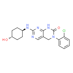 ChemSpider 2D Image | 3-(2-Chlorophenyl)-7-[(trans-4-hydroxycyclohexyl)amino]-3,4-dihydropyrimido[4,5-d]pyrimidin-2(1H)-one | C18H20ClN5O2