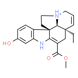 ChemSpider 2D Image | (5alpha,12beta,19alpha)-16-Hydroxy-3-(methoxycarbonyl)-2,3,6,7-tetradehydroaspidospermidin-9-ium | C21H25N2O3