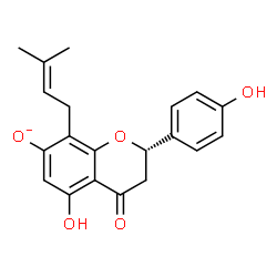 ChemSpider 2D Image | (2S)-5-Hydroxy-2-(4-hydroxyphenyl)-8-(3-methyl-2-buten-1-yl)-4-oxo-7-chromanolate | C20H19O5