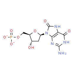 ChemSpider 2D Image | 2'-Deoxy-8-oxo-5'-O-phosphonato-7,8-dihydroguanosine | C10H12N5O8P