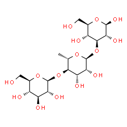 ChemSpider 2D Image | beta-D-Glcp-(1->4)-alpha-L-Rhap-(1->3)-beta-D-Glcp | C18H32O15