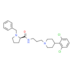 ChemSpider 2D Image | 1-Benzyl-N-{3-[4-(2,6-dichlorophenyl)-1-piperidinyl]propyl}-D-prolinamide | C26H33Cl2N3O