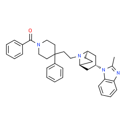 ChemSpider 2D Image | (4-{2-[(3-endo)-3-(2-Methyl-1H-benzimidazol-1-yl)-8-azabicyclo[3.2.1]oct-8-yl]ethyl}-4-phenyl-1-piperidinyl)(phenyl)methanone | C35H40N4O