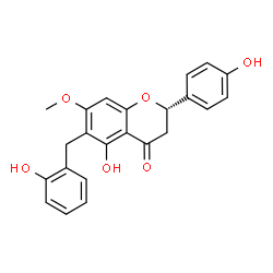 ChemSpider 2D Image | (2S)-5-Hydroxy-6-(2-hydroxybenzyl)-2-(4-hydroxyphenyl)-7-methoxy-2,3-dihydro-4H-chromen-4-one | C23H20O6