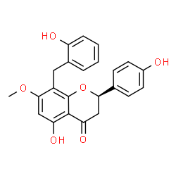 ChemSpider 2D Image | (2R)-5-Hydroxy-8-(2-hydroxybenzyl)-2-(4-hydroxyphenyl)-7-methoxy-2,3-dihydro-4H-chromen-4-one | C23H20O6