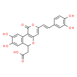 ChemSpider 2D Image | {3-[(E)-2-(3,4-Dihydroxyphenyl)vinyl]-8,9-dihydroxy-1-oxo-1H,6H-pyrano[4,3-c]isochromen-6-yl}acetic acid | C22H16O9